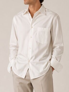 Men’s Neiman Marcus Plain White Classic Fit Button Down Dress Shirt size 32/33